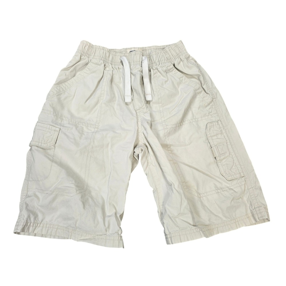 OshKosh Bgosh Cargo Shorts Boy's Size 8 Cream Cotton Elastic Waist